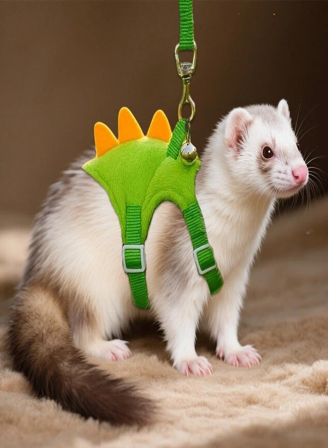 Luchike 1 Pack Dinosaur Shaped Ferret Harness and Leash Set Hedgehog Hamster Leash Guinea Pig Harness Adjustable Hamster Clothes Outfits Hedgehog Accessories Green - Image 2